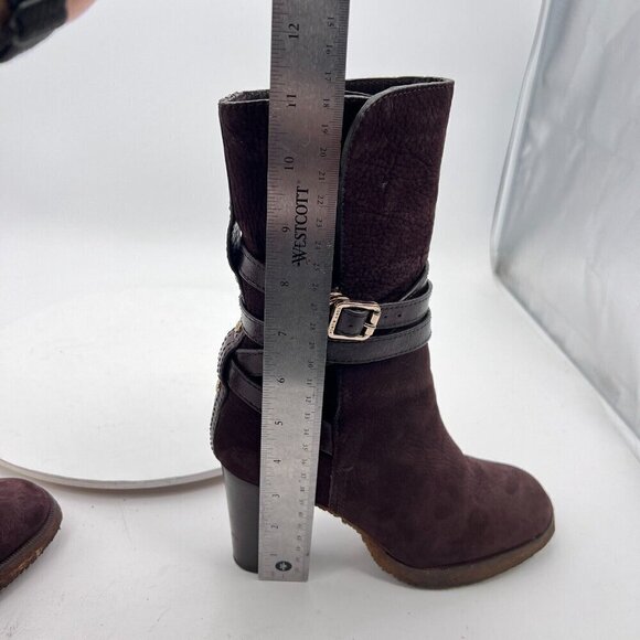 Tory Burch Jamie Women Size 5M Brown Suede Nubuck Crisscross Buckle Pump Boot - Picture 11 of 13